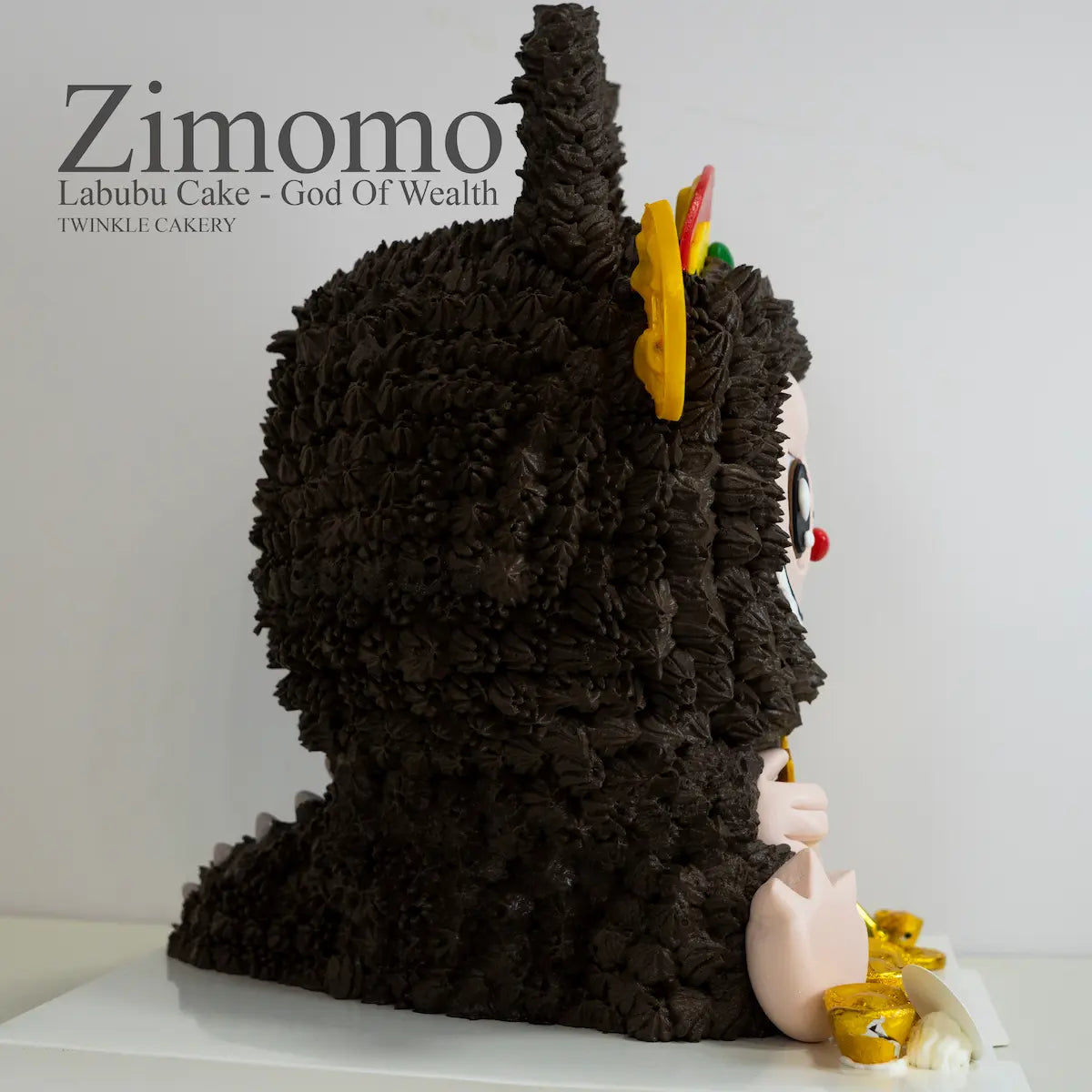 3D Labubu God of Wealth cake with gold ingots - Prosperity cake for business success