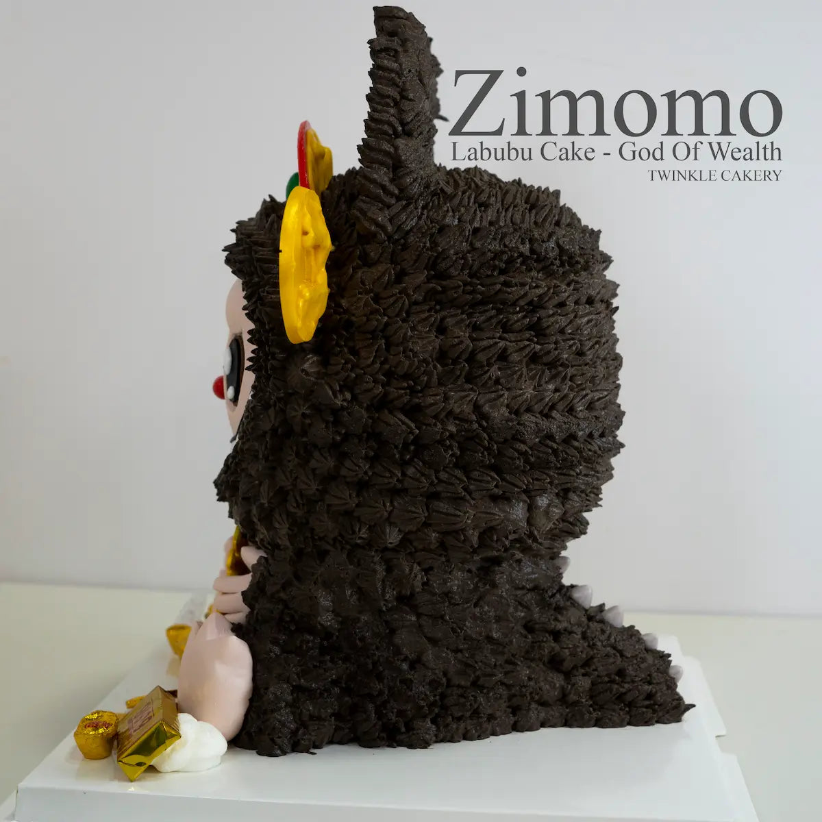 3D Labubu God of Wealth cake with gold ingots - Prosperity cake for business success