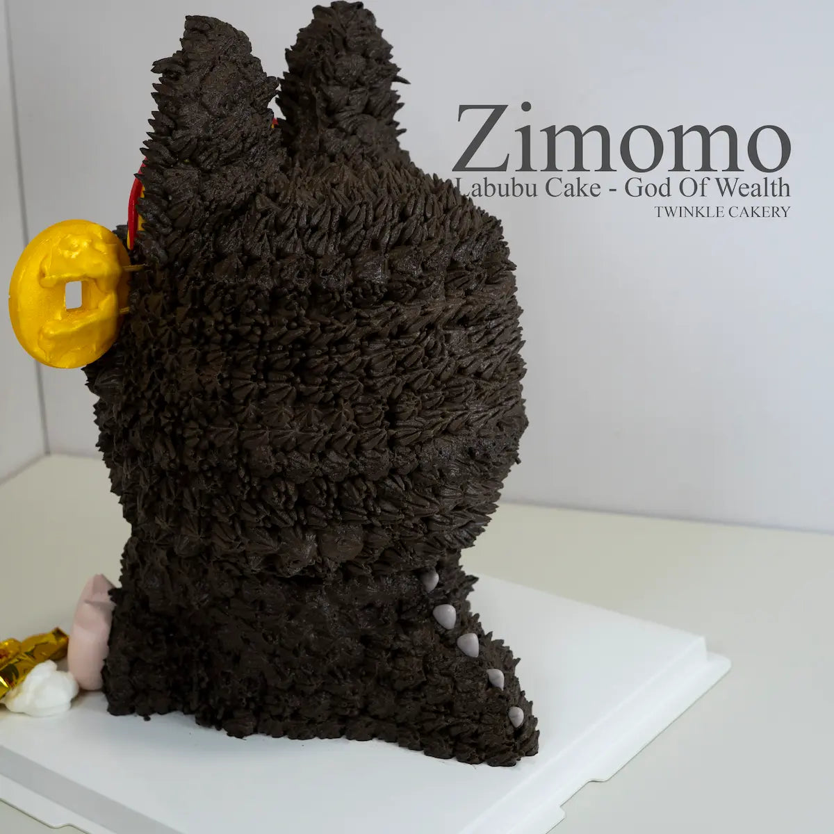 3D Labubu God of Wealth cake with gold ingots - Prosperity cake for business success