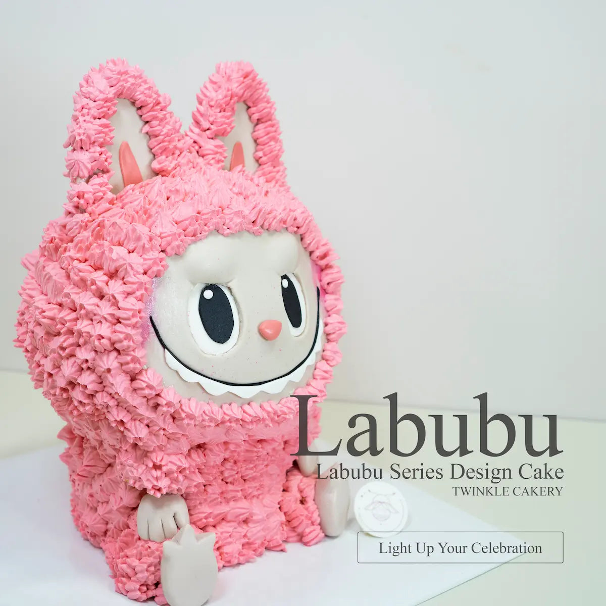 3D Pink Labubu fbirthday cake with rainbow sprinkles - Best-selling anime birthday cake in KL and Selangor