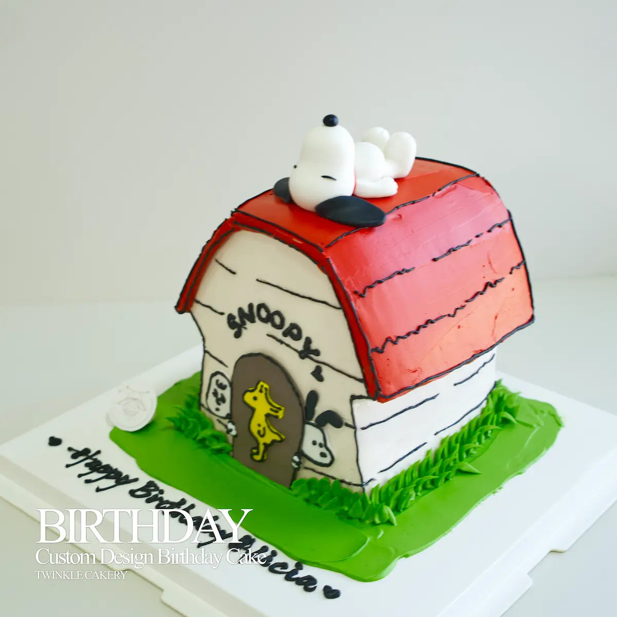 Affordable luxury Snoopy birthday cake, handcrafted by Twinkle Cakery, available for custom order.