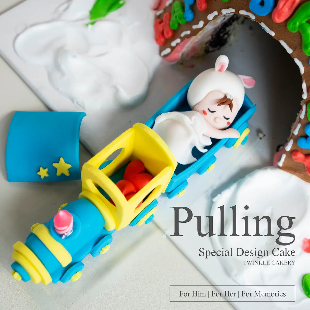 Baby Pulling Cake with Handmade
Topper ā Selangor/KL Delivery