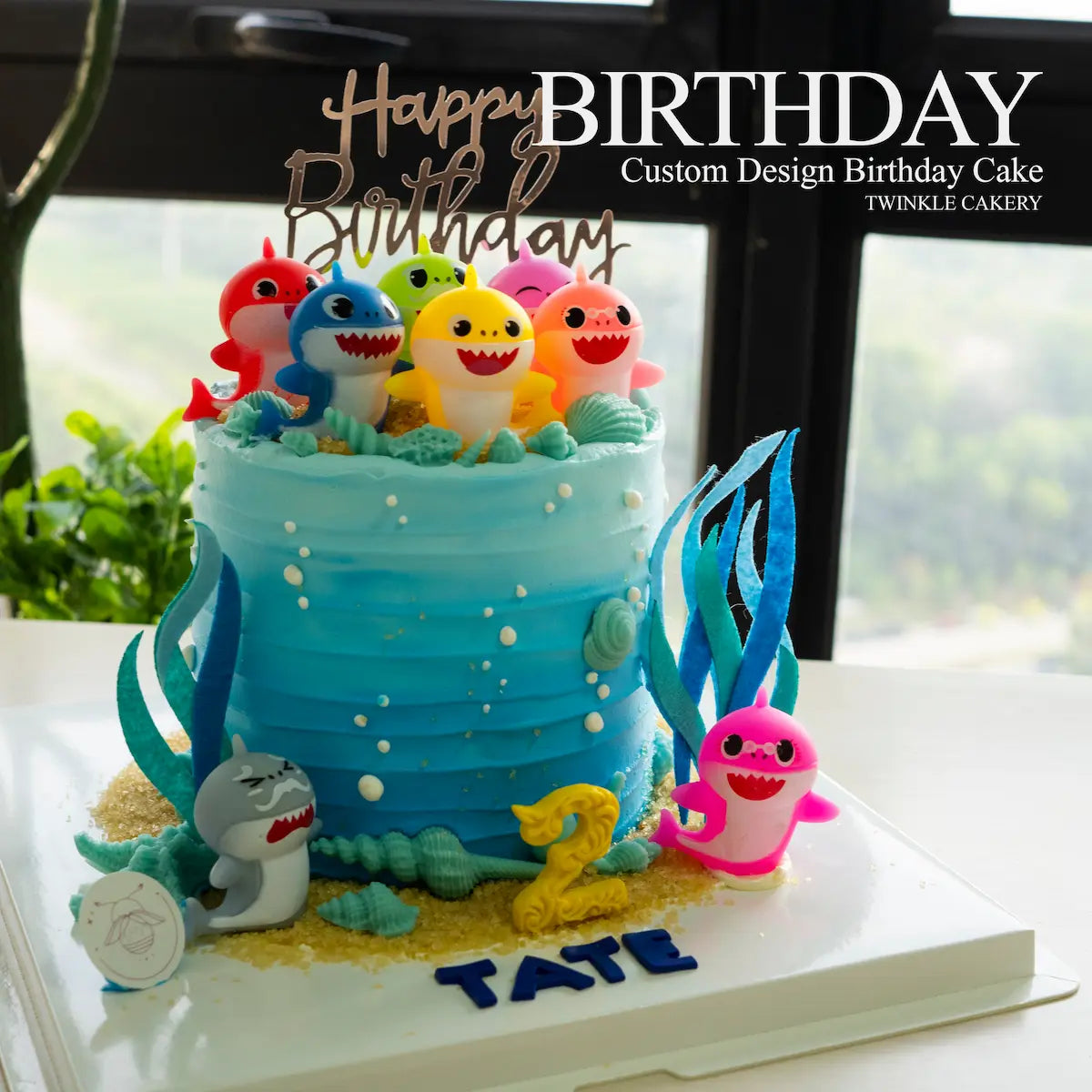 Baby Shark family figurine cake - KL cake customization