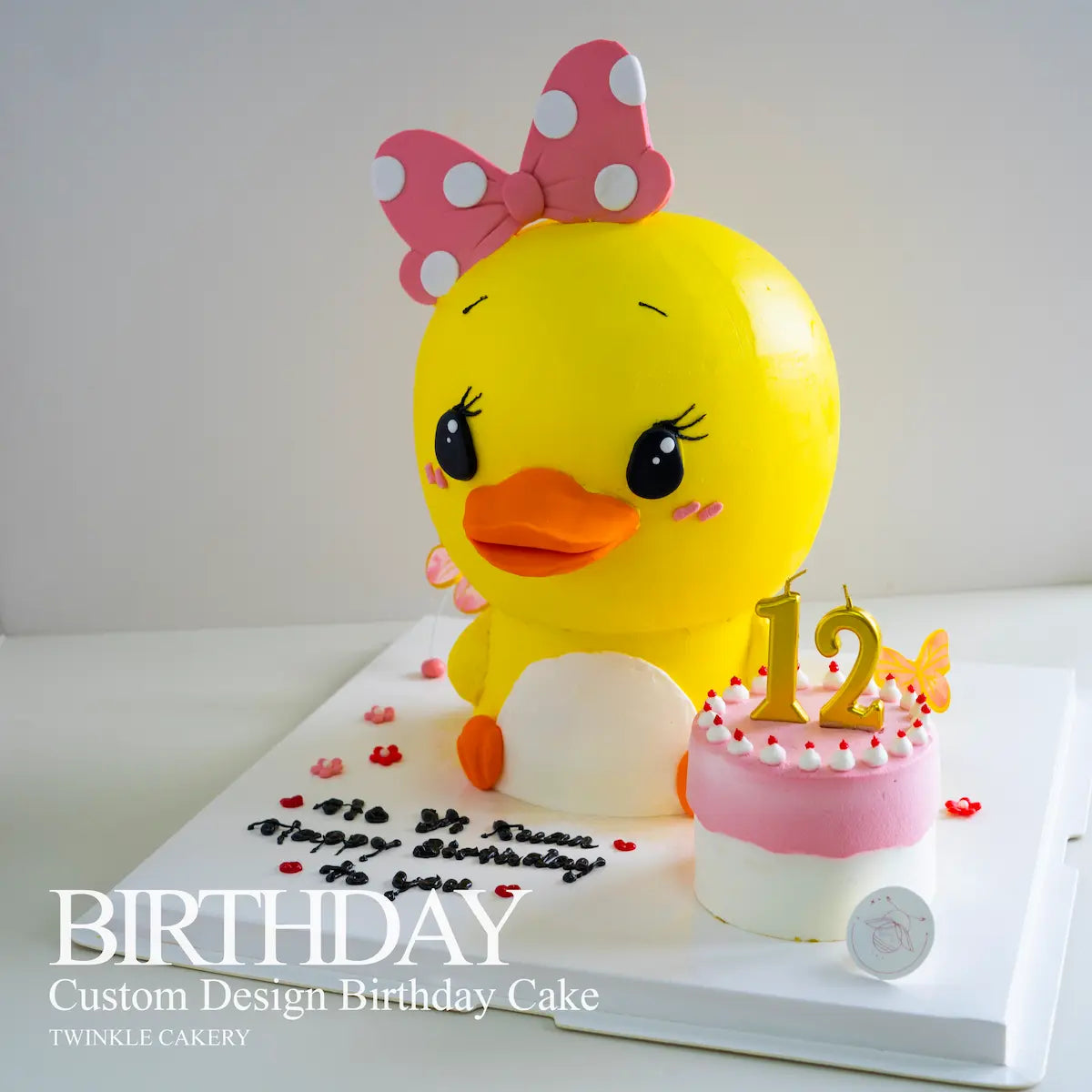 Close-up of 3D yellow duck birthday cake - custom design Kuala Lumpur