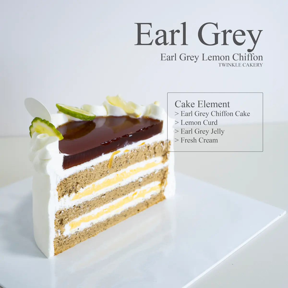 Slice profile showing tangy lemon curd filling between fluffy Earl Grey chiffon cake layers