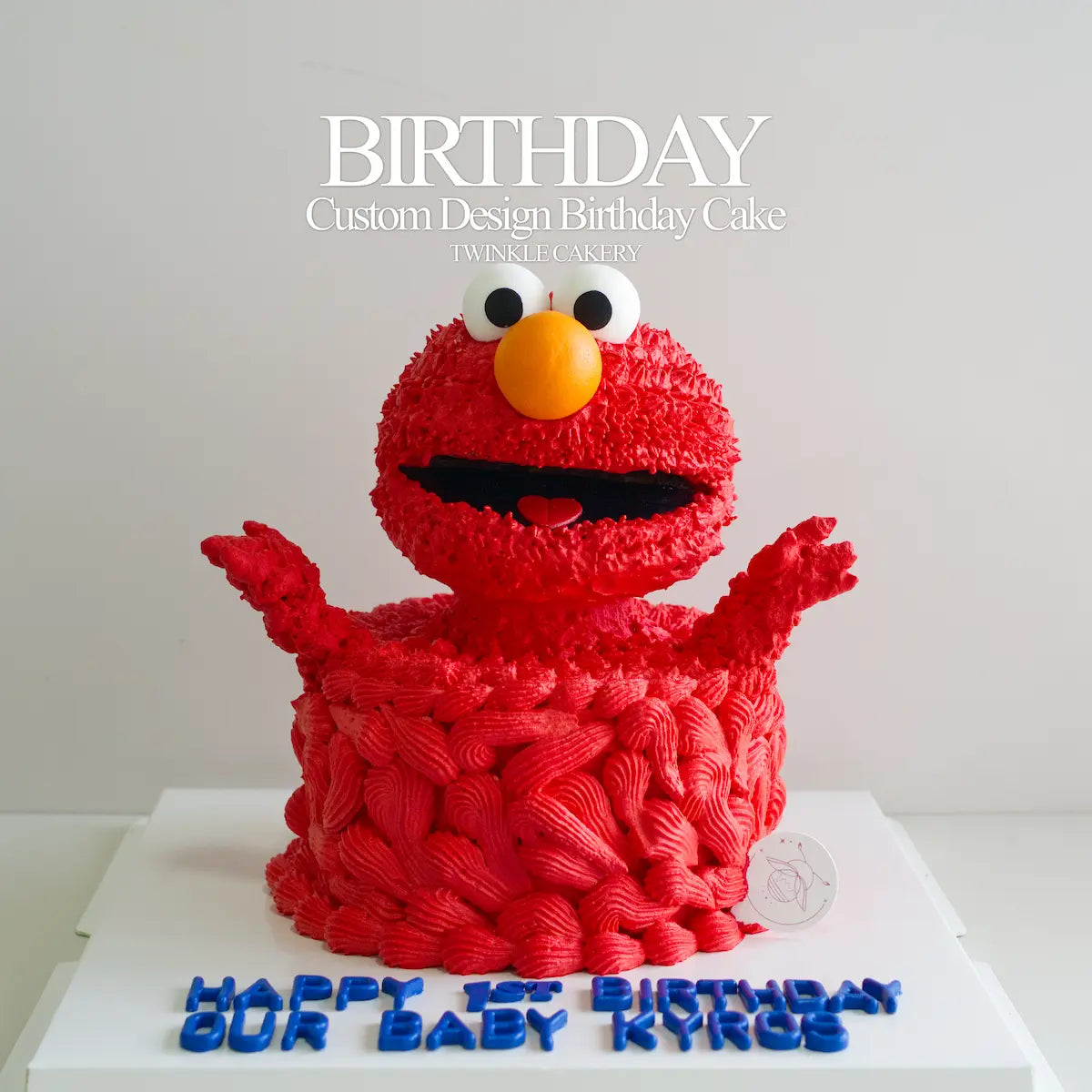 3D Elmo Red Monster birthday cake with signature furry piping, edible artistry in KL and Selangor.