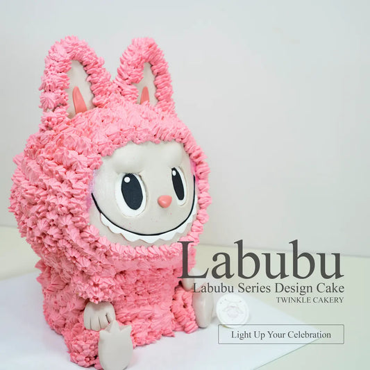 Close-up of Pink Labubu's face with fangs and expression - realistic details - Delivery across Selangor
