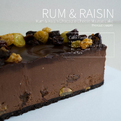 Moist rum raisin chocolate cake slice for birthdays in Kuala Lumpur