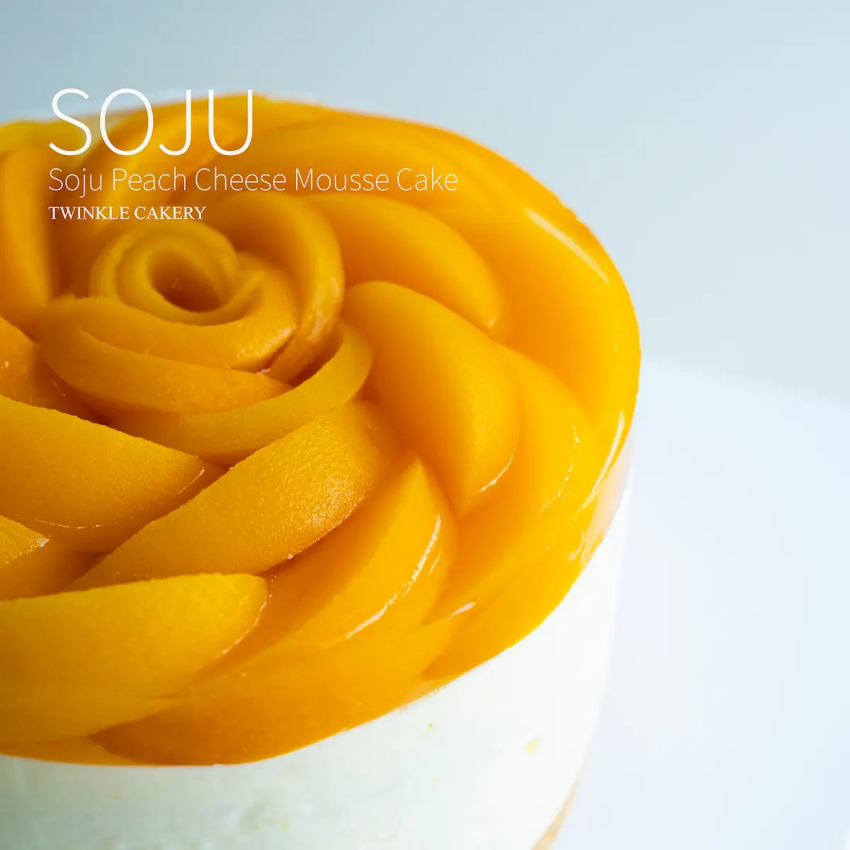Close-Up of Soju-Infused Crust in Peach Cheesecake - alcohol Dessert - kuala lumpur