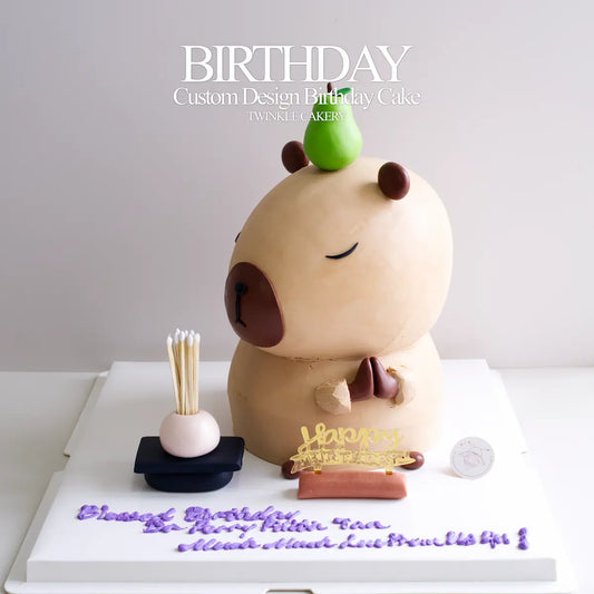 Lovely 3D Capybara custom birthday cake for celebrations in KL and Selangor.
