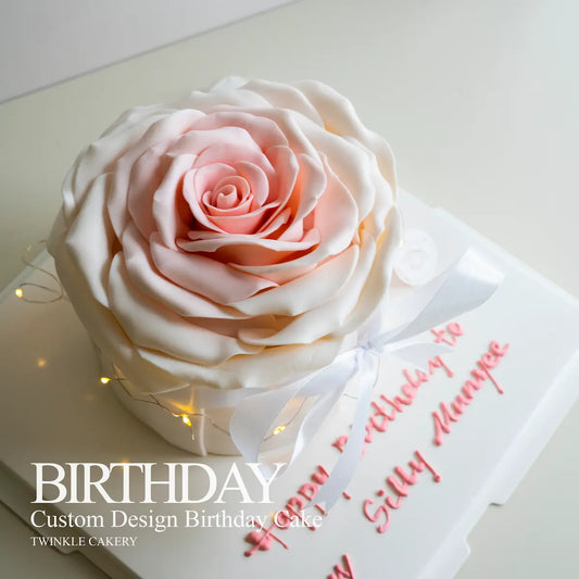 3D handmade rose birthday cake with realistic fondant petals - luxury cake delivery in Selangor & KL