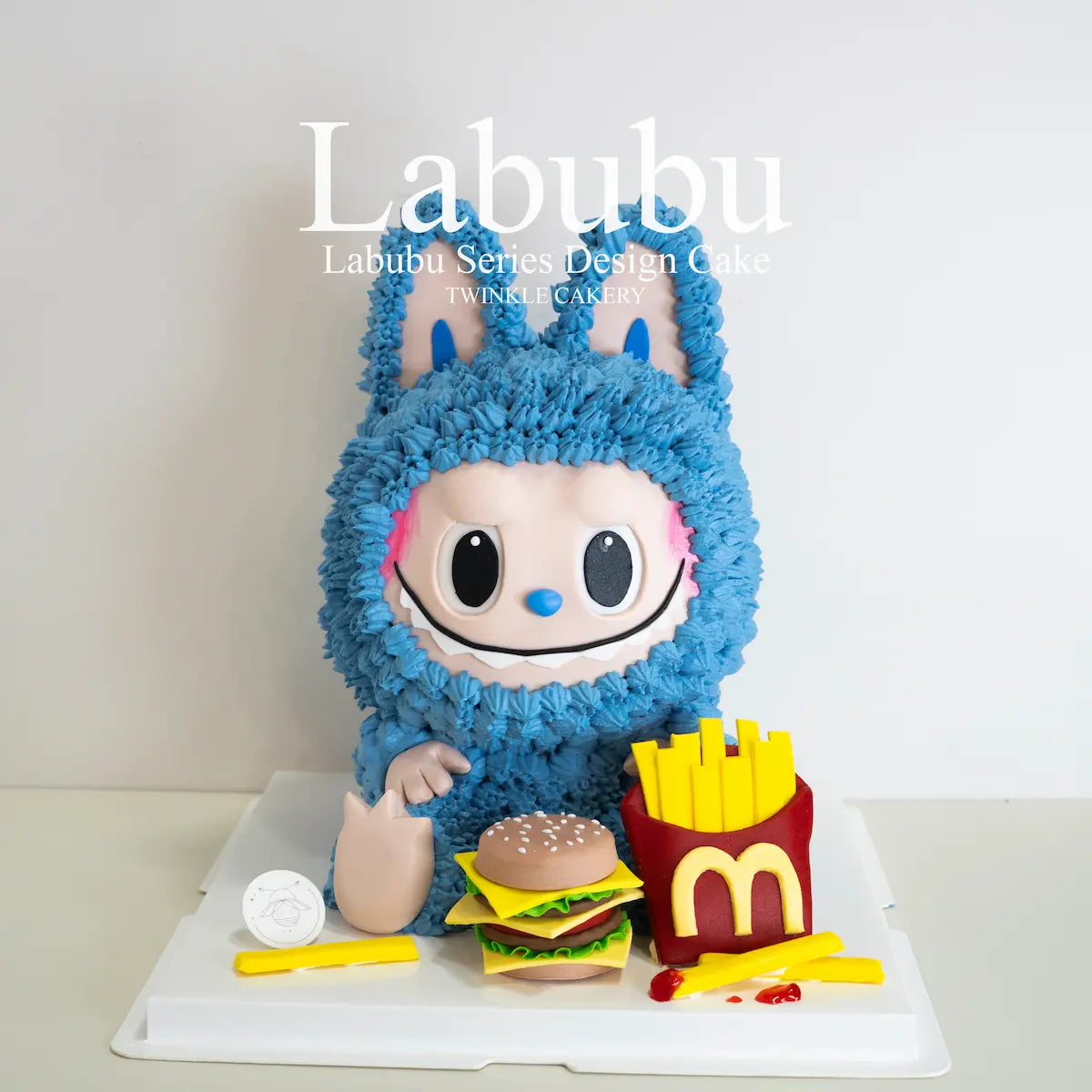 3D Blue Labubu McDonald's birthday cake - character crossover cake delivery in Selangor & KL