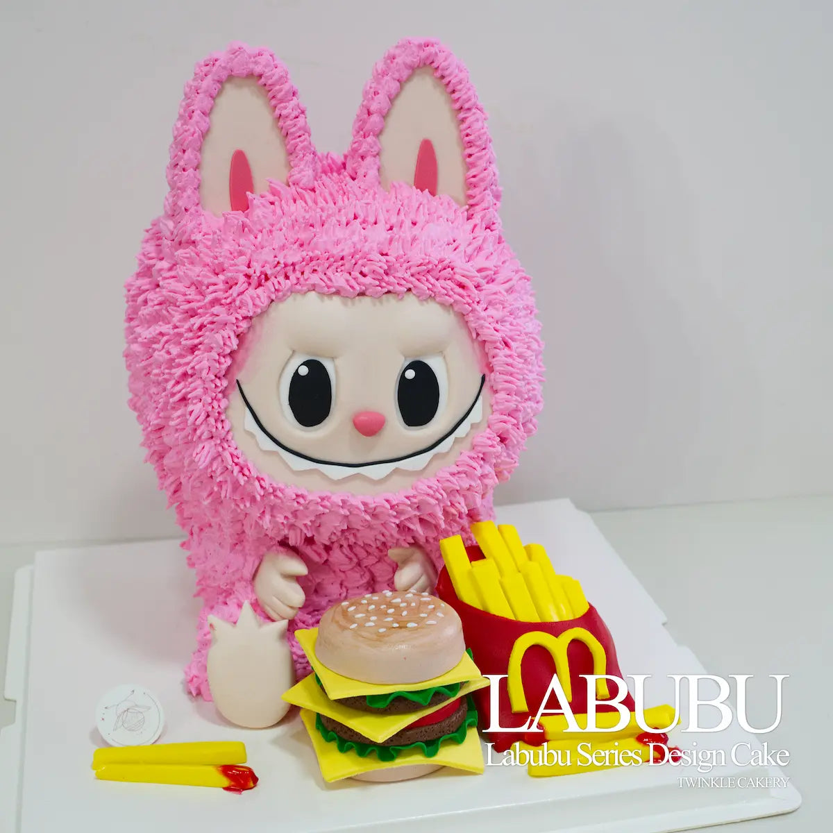 3D Blue Labubu McDonald's birthday cake - character crossover cake delivery in Selangor & KL
