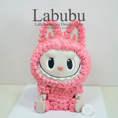 3D Pink Labubu fbirthday cake with rainbow sprinkles - Best-selling anime birthday cake in KL and Selangor