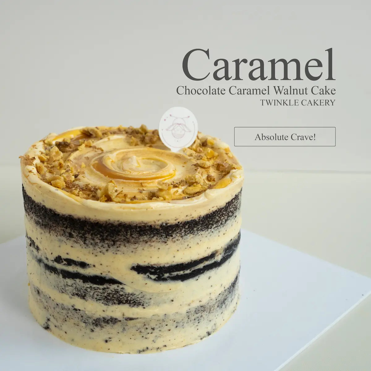 Artisan salted caramel chocolate cake displayed at a birthday celebration venue in Puchong.