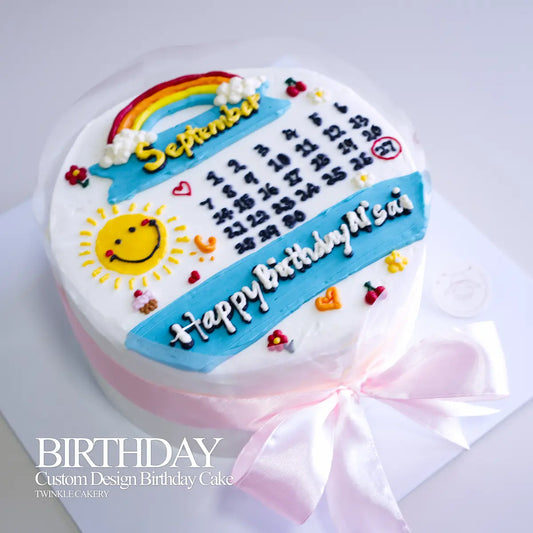 Custom calendar birthday cake with red circled date, signature edible artistry in KL and Selangor.