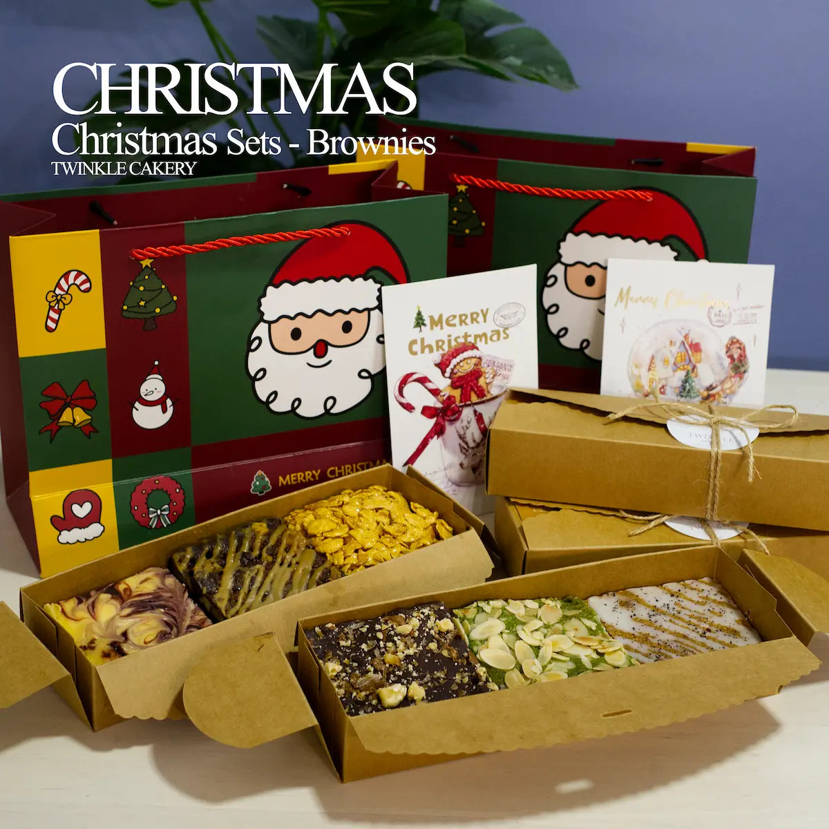 Christmas Brownie Set A: Dark Chocolate, Matcha, Earl Grey - premium gift box. Delivery across Selangor & KL