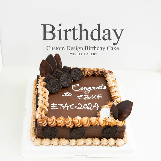Elegant square corporate anniversary cake with gold accents - KL/Selangor delivery