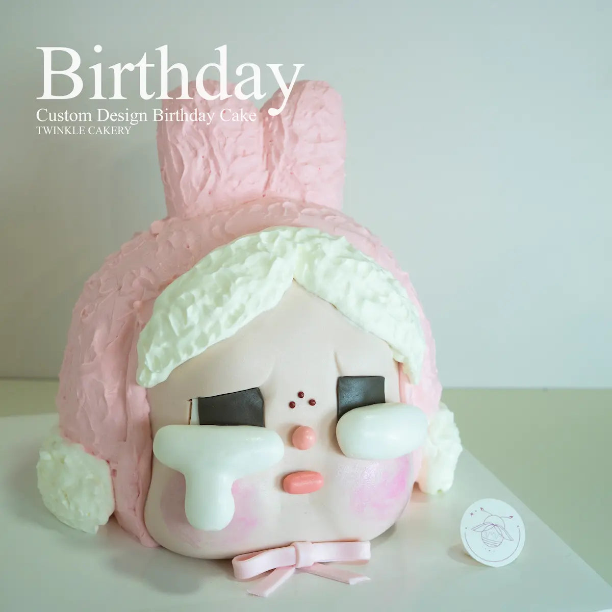 Close-up of CryBaby's teary face with viral expression - meme cake. Delivery across Kuala Lumpur