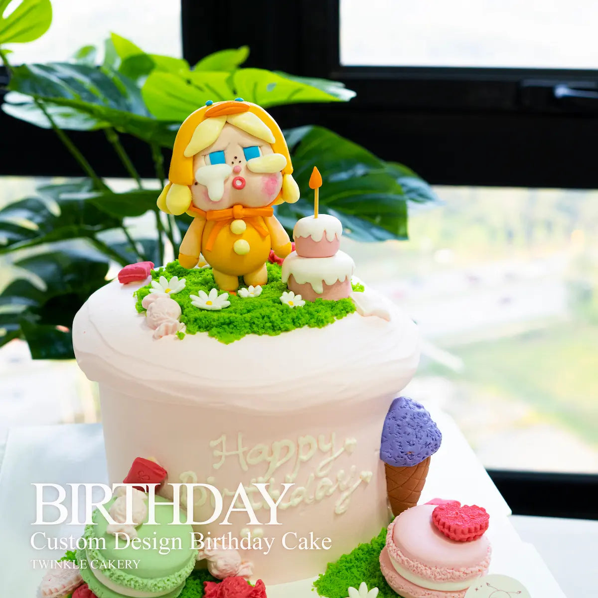 3D hand made crying baby fondant with mini cake as topper with cute cake decoration - delivery across Selangor and Kuala Lumpur