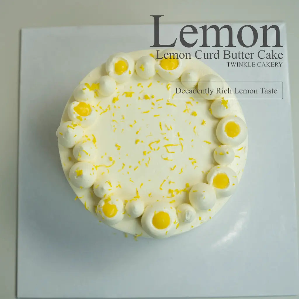 Side-by-side scale reference of 6-inch (1.1KG) and 8-inch (1.7KG) round premium lemon cakes available for local delivery and self-pickup options in Selangor.