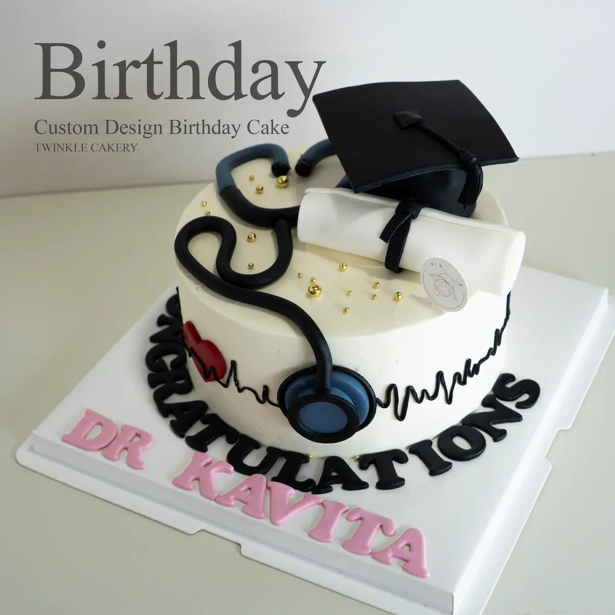 Personalized graduation cake with edible diploma - KL/Selangor cake delivery