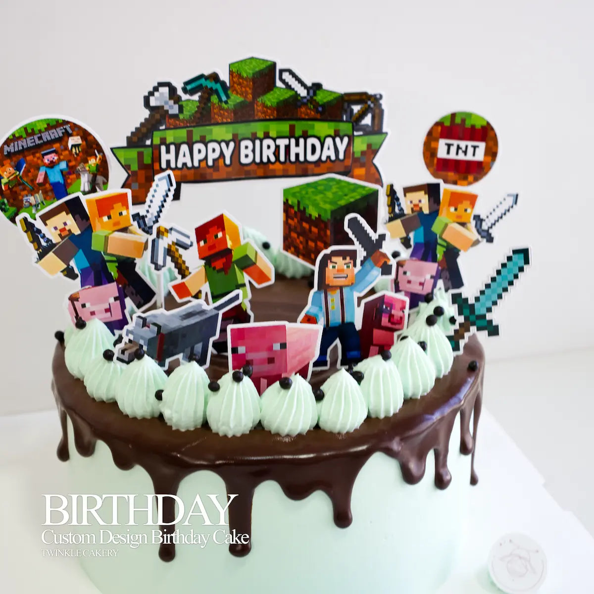 Minecraft characters for custom cakes, available in Subang.
