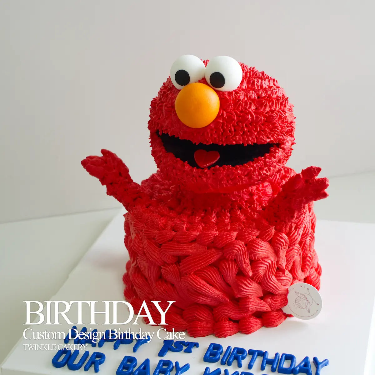 Artisanal Sesame Street theme cake, red monster design, lemon butter flavor, available for order in Kuala Lumpur