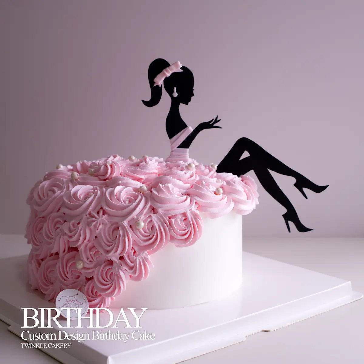 Elegant lady silhouette cake with high-quality keepsake topper, available at Selangor
