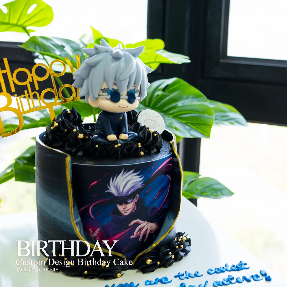 Gojo's Six Eyes and character details on Jujutsu Kaisen theme cake - selangor