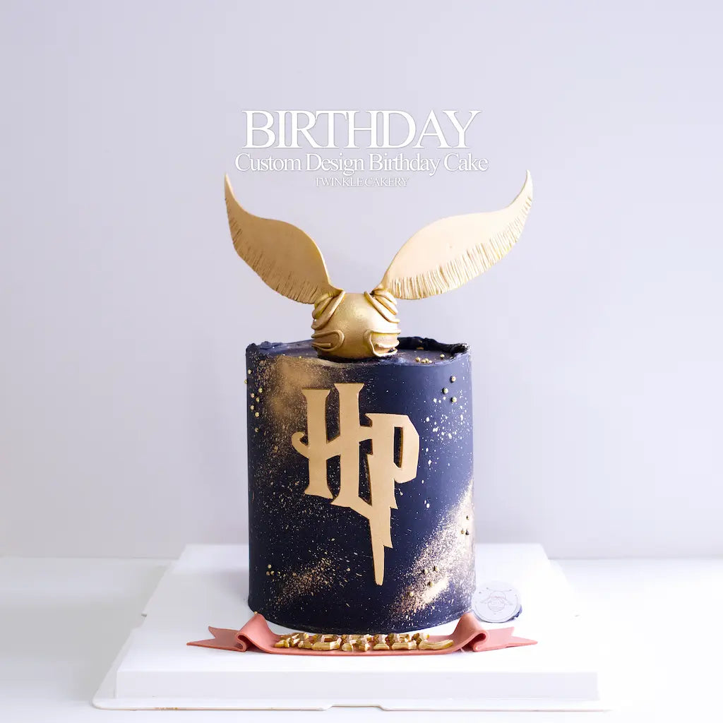 5-inch gold Harry Potter birthday cake with Golden Snitch by Twinkle Cakery KL and Selangor