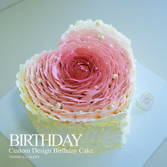 Elegant heart shaped birthday cake with fresh cream rose decoration - delivery in Selangor & KL