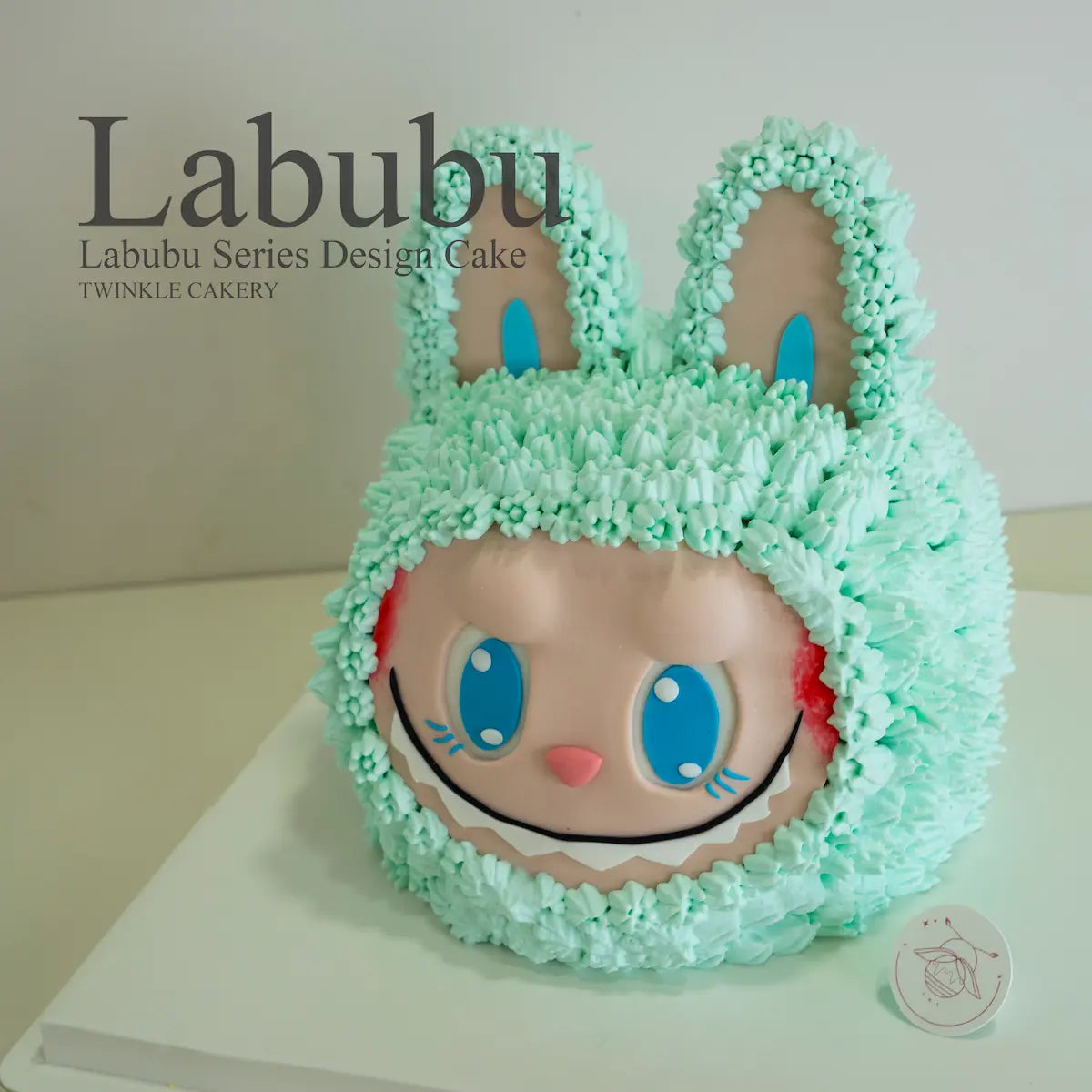 Close-up of Labubu's cute face details in blue color with fangs and expression - Kuala Lumpur