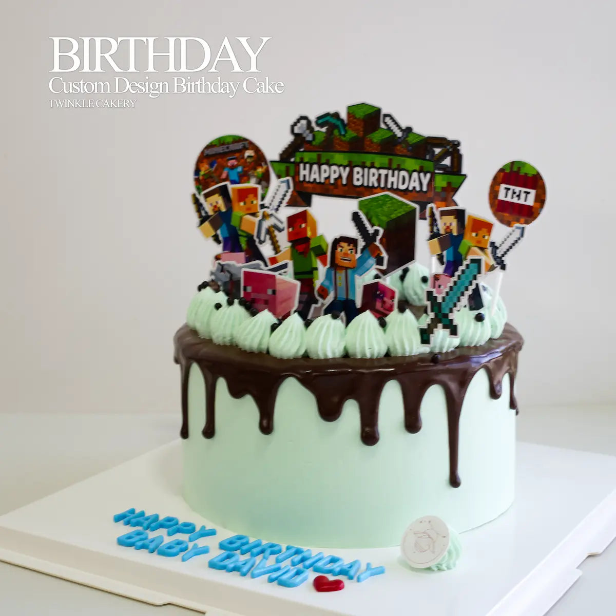 Bespoke Minecraft theme cake delivery across Selangor and Kuala Lumpur