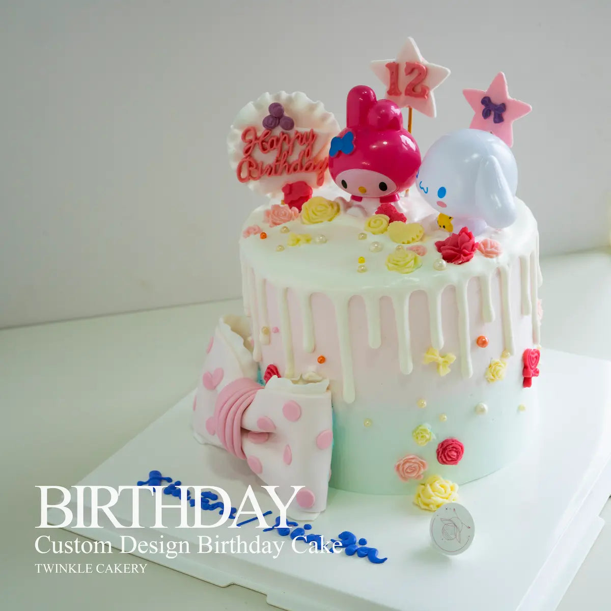 Sanrio friends collection cake featuring My Melody, and Cinnamoroll. Delivery across Kuala Lumpur