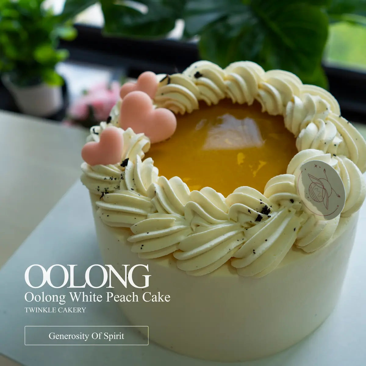 Handcrafted oolong white peach chiffon cake prepared for a birthday celebration in Selangor