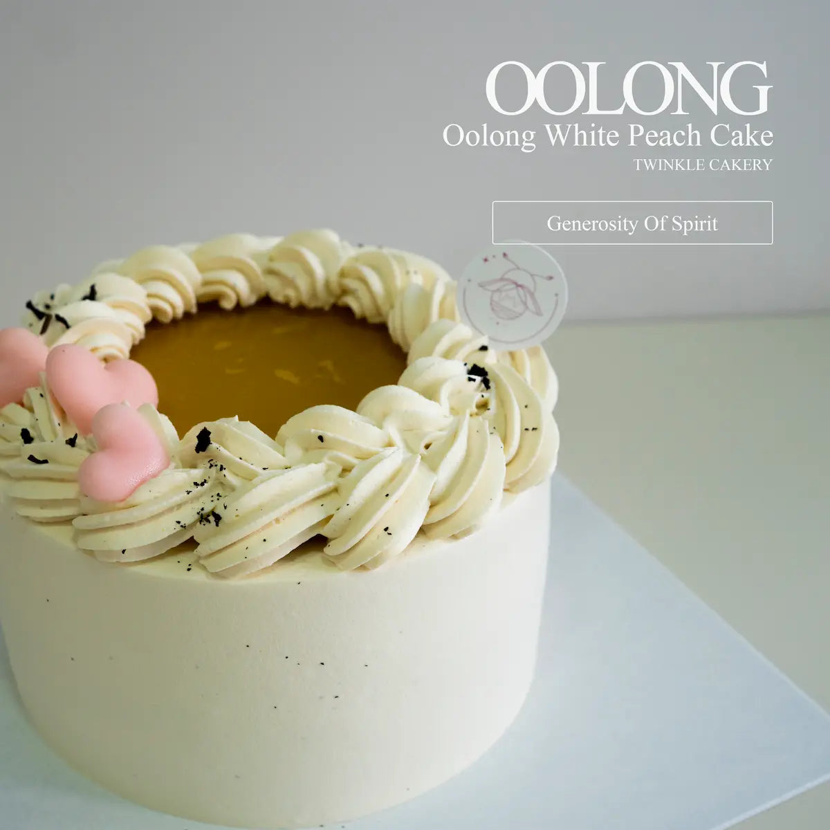 Whole oolong white peach cake with tea leaves - low sugar dessert in Selangor