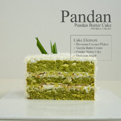 Moist Pandan Butter Cake with gula melaka sauce filling for Birthdays & Events | Selangor Delivery