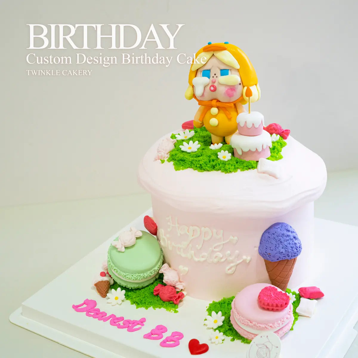 Pink version of the viral Crying Baby cake - different color options available - delivery across Kuala Lumpur
