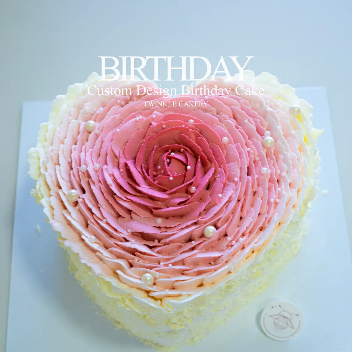 Pink rose heart cake for anniversaries and romantic birthdays - custom cake - delivery across selangor and kuala lumpur