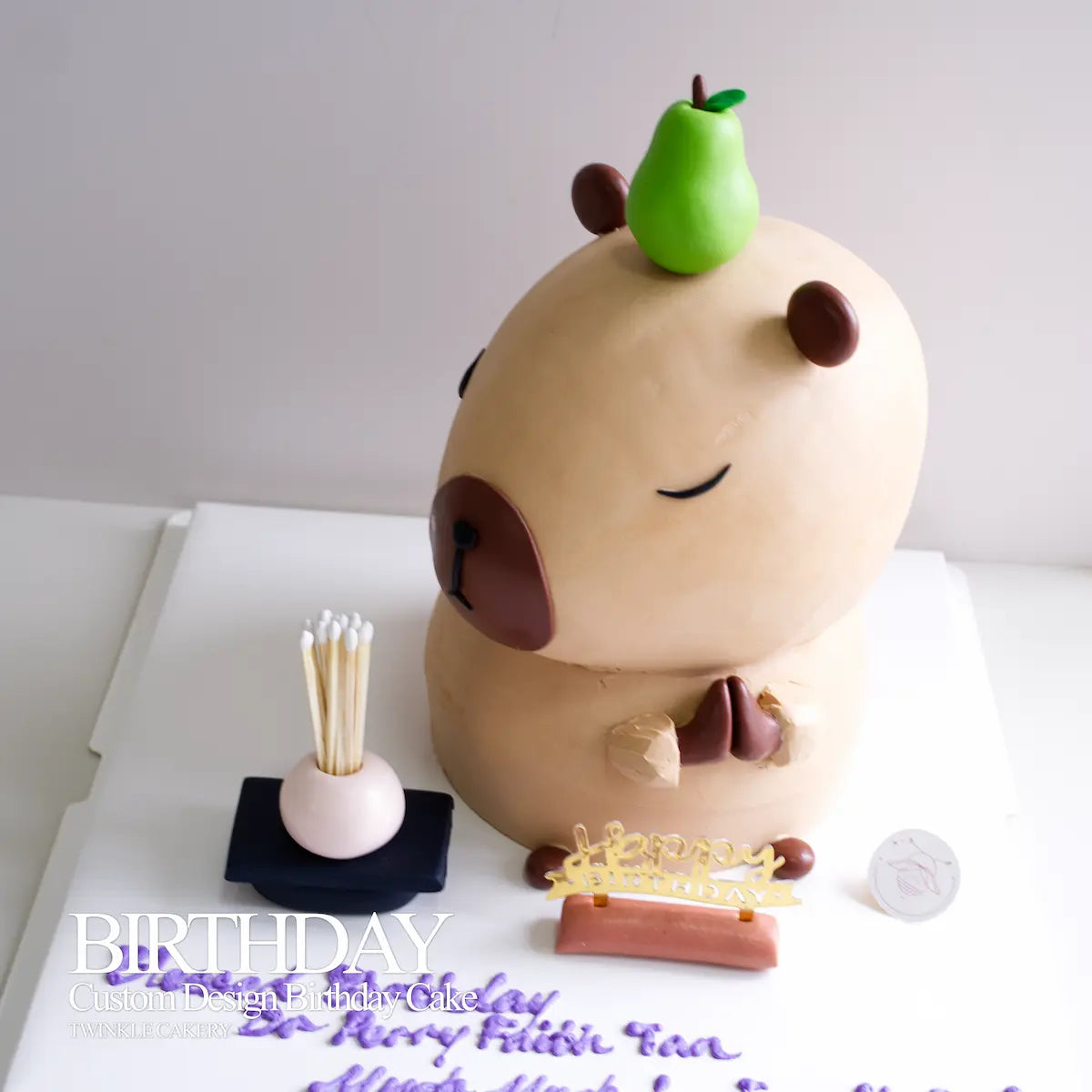 Affordable 3D capybara-themed cake for kids and adults, 100% pork-free and alcohol-free ingredients.