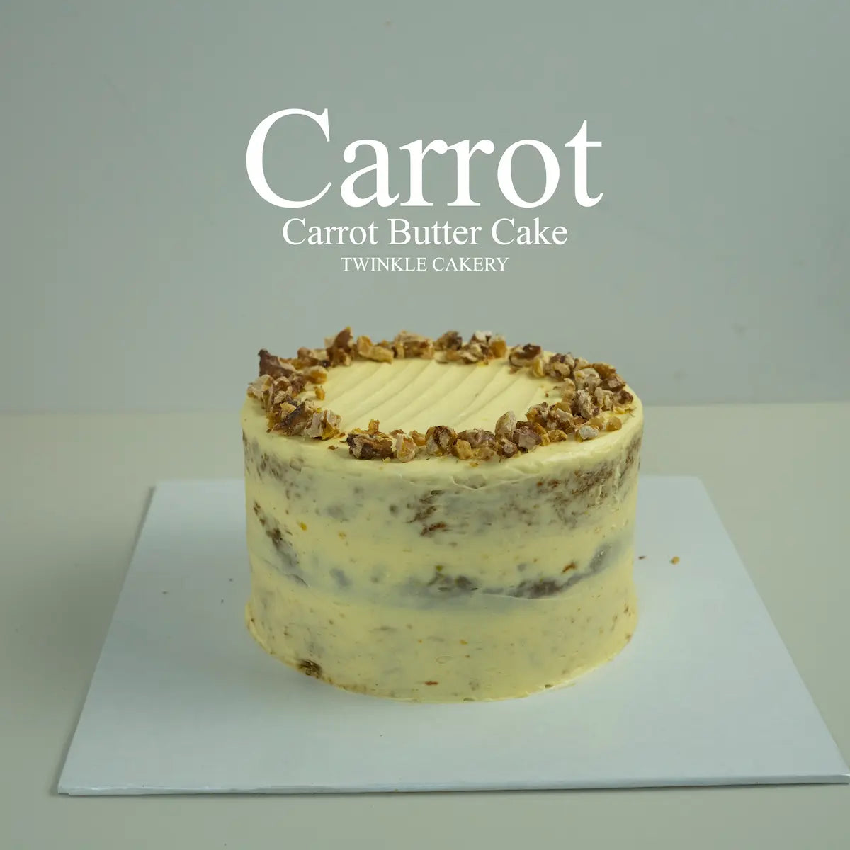 Premium carrot walnut birthday cake by Twinkle Cakery with rich cream cheese frosting piping decoration in KL.