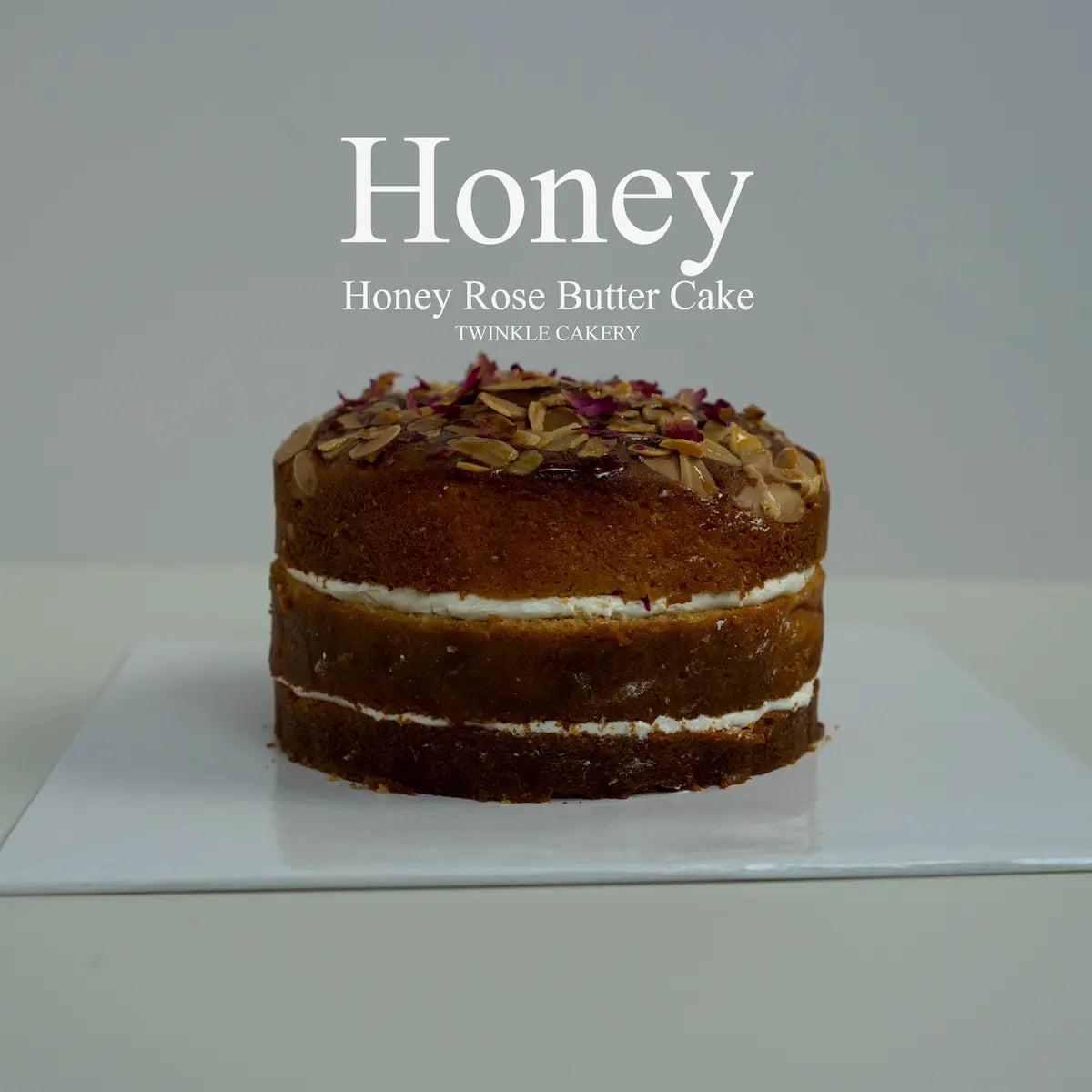 Premium honey rose birthday cake with a smooth fondant free buttercream finish by Twinkle Cakery Kuala Lumpur.