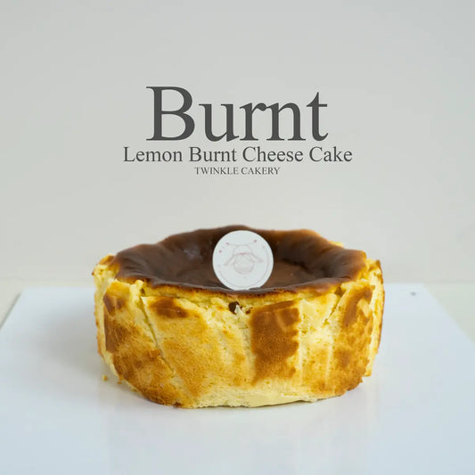 Artisan lemon Basque burnt cheesecake with a rich caramelized top by Twinkle Cakery Kuala Lumpur.