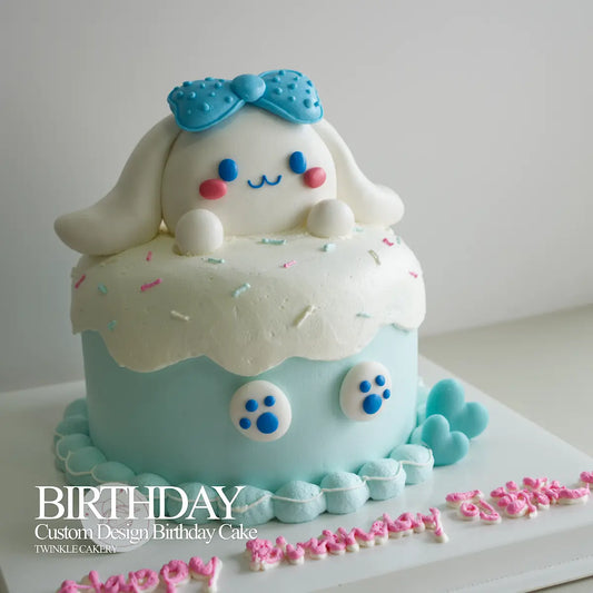 Side view showing the full 3D form of the fondant Cinnamoroll cake sculpture - Selangor