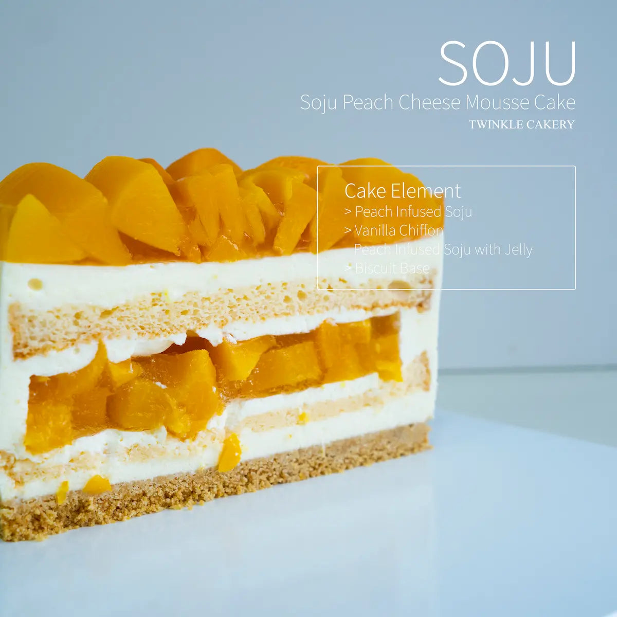 Layered Soju Peach Cheesecake - Alcohol-Soaked Jelly & Peach Topping - selangor