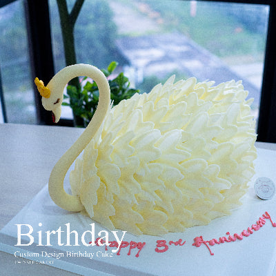 Elegant Swan Birthday Cake with White  Accents - Selangor
