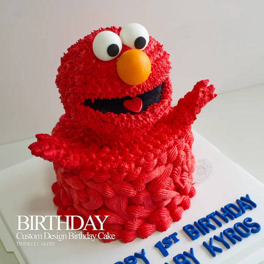 High-detail Elmo monster cake design serving Damansara, Shah Alam, and Kepong.